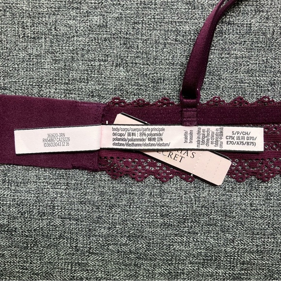 NWT Victoria’s Secret Unlined Crochet Lace Triangle Bralette Floral Burgundy S - Picture 8 of 11